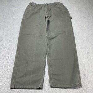 Carhartt Pants Mens 36x30 Green Relaxed Fit Canvas Carpenter Workwear B11-MOS